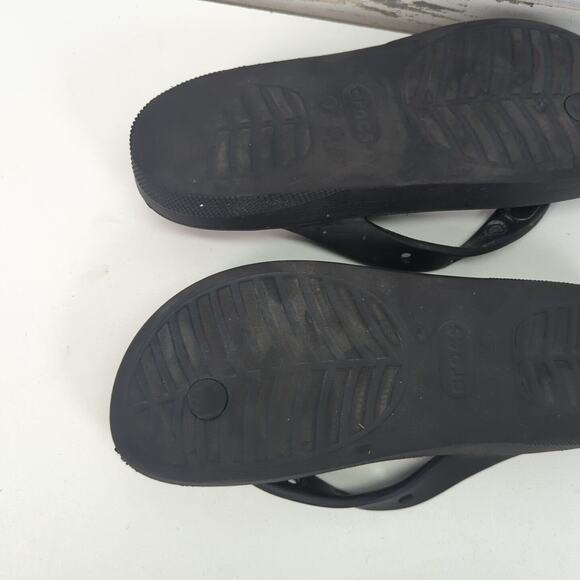 Crocs Classic Flip Flops V2 Womens Size W 10 Black Slip On Thong Beach Sandals - Picture 8 of 8